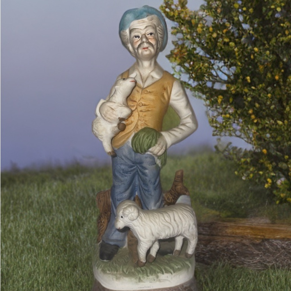 Charming Ceramic Shepherd Figurine - Multicolor